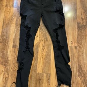 American Eagle distressed black jeggings sz 12
